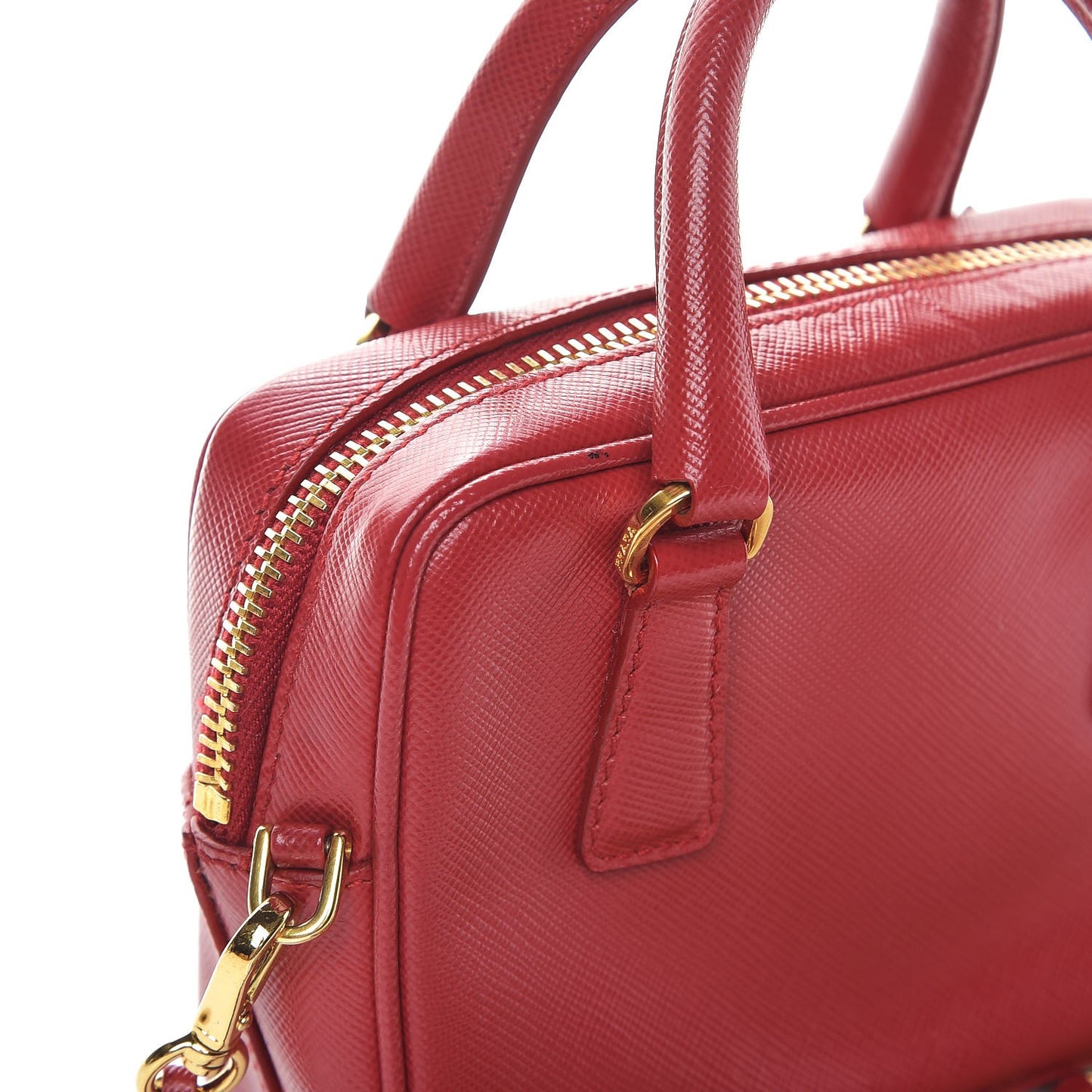 Saffiano Lux Mini Top Handle Crossbody Bag Fuoco