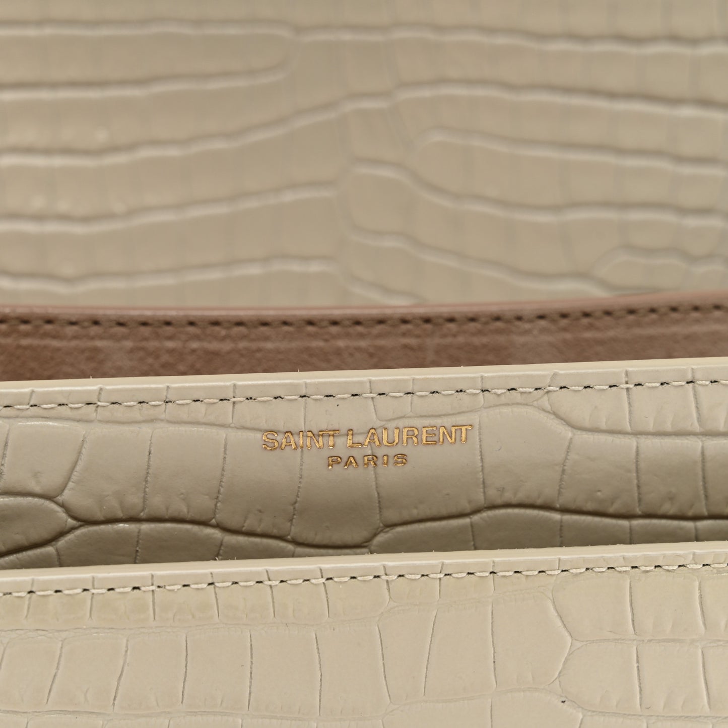 Calfskin Crocodile Embossed Medium Monogram Sunset Blanc Vintage