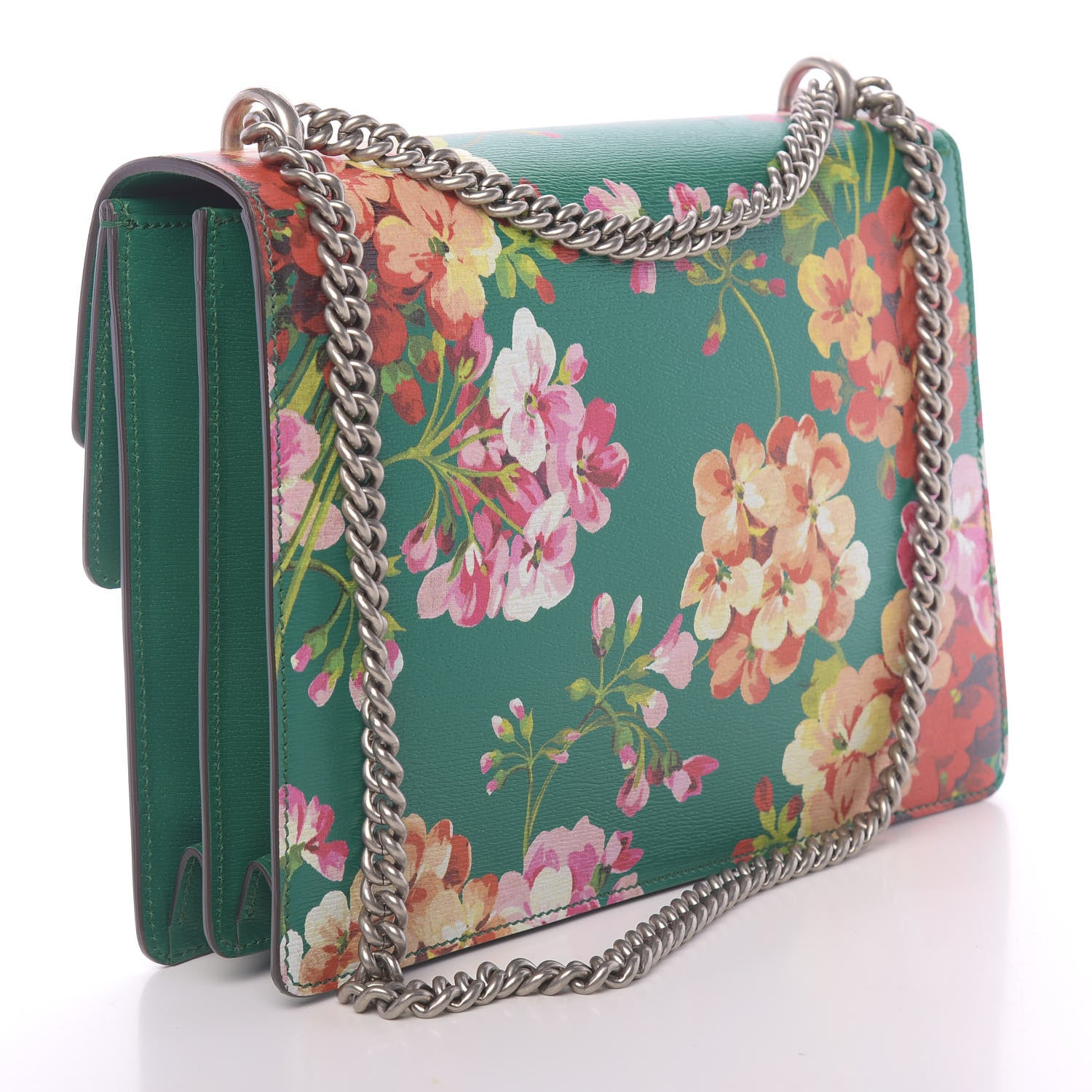 Gucci Calfskin Blooms Print Medium Dionysus Shoulder Bag Bright Emerald Multicolor 3 of 10