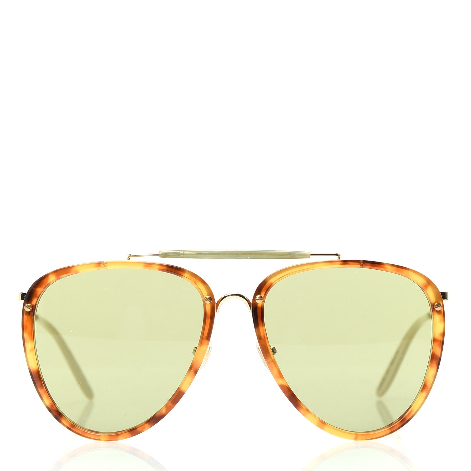 Gucci Aviator Sunglasses GG0672S Havana Gold Green 2 of 8