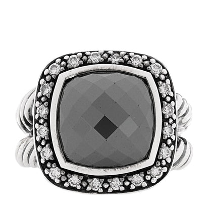 David Yurman Sterling Silver Diamond Hematite 11mm Albion Ring 51 5.75 1 of 4