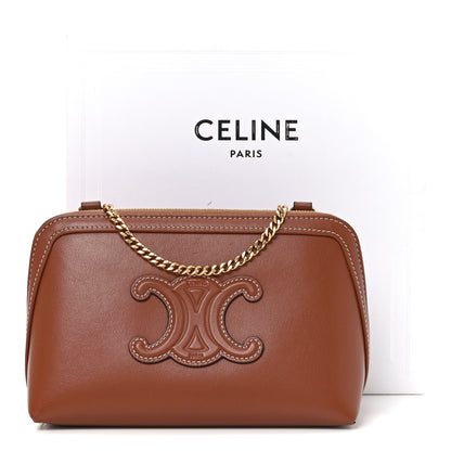 Celine Smooth Calfskin Cuir Triomphe Clutch on Chain Tan 8 of 8