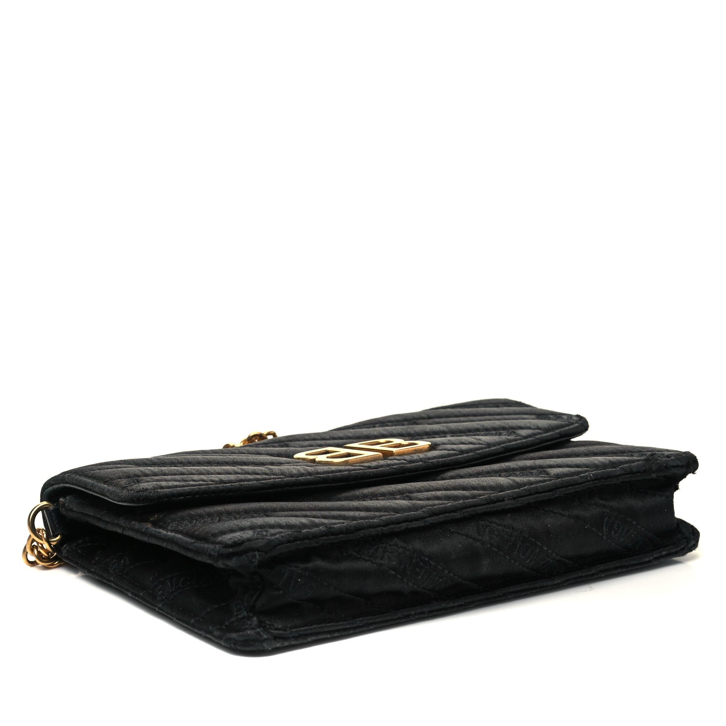 Satin Jacquard Logo Matelasse BB Wallet On Chain Black