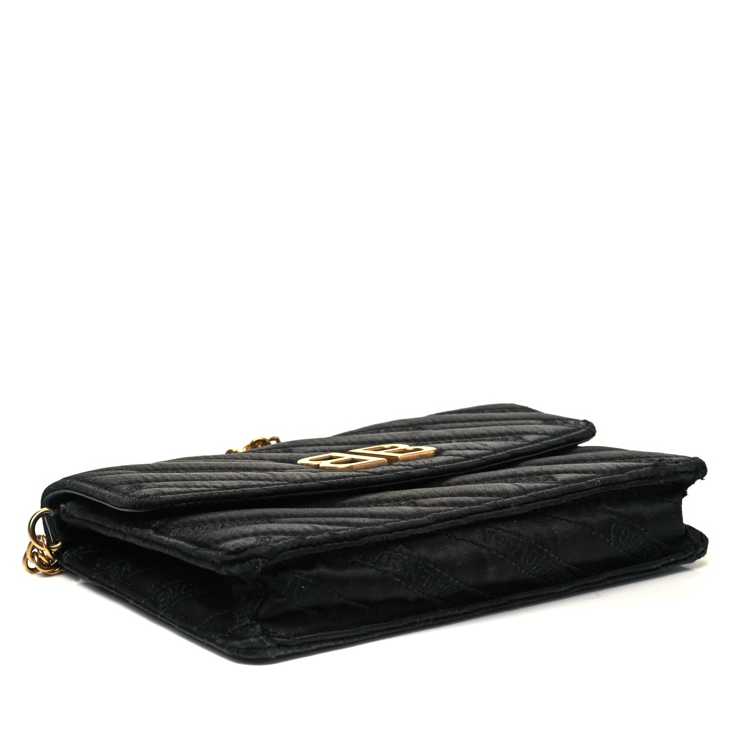 Balenciaga Satin Jacquard Logo Matelasse BB Wallet On Chain Black 4 of 8