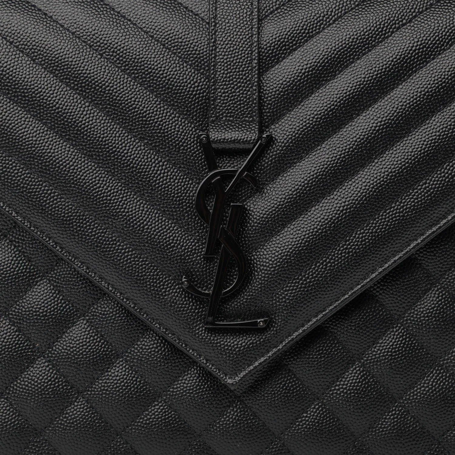 Saint Laurent Grain De Poudre Textured Mixed Matelasse Large Triquilt Monogram Monochrome Satchel Black 8 of 11