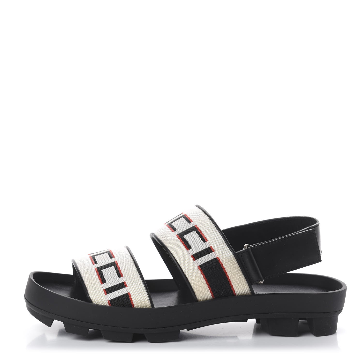 Gucci Nylon Cirano Lux Stripe Mens Cleat Sole Slingback Sandals 7 Ecru Poppy Black 1 of 7