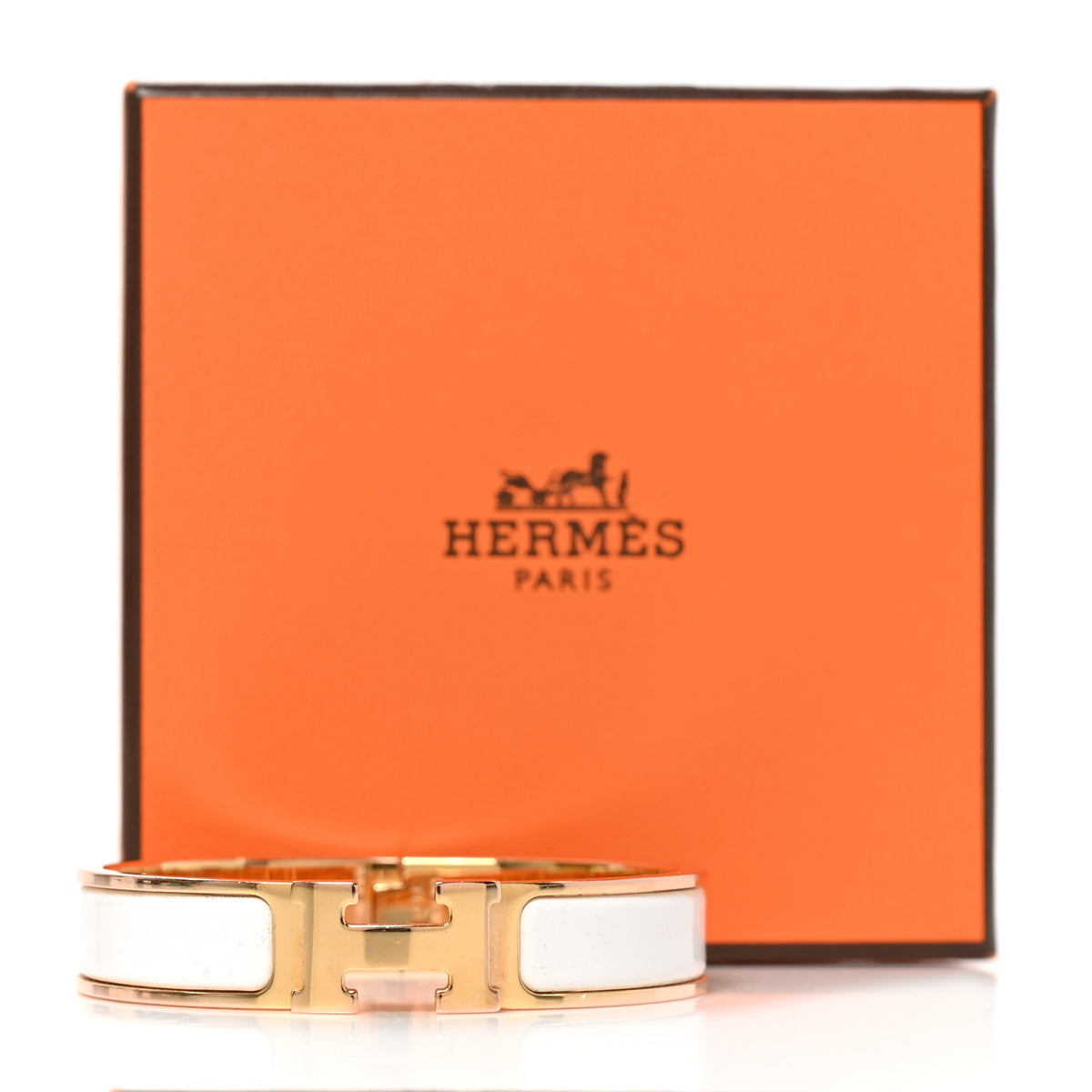 Enamel Narrow Clic Clac H Bracelet PM White