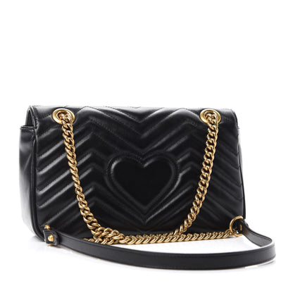 Gucci Calfskin Matelasse Small GG Marmont Shoulder Bag Black 4 of 11