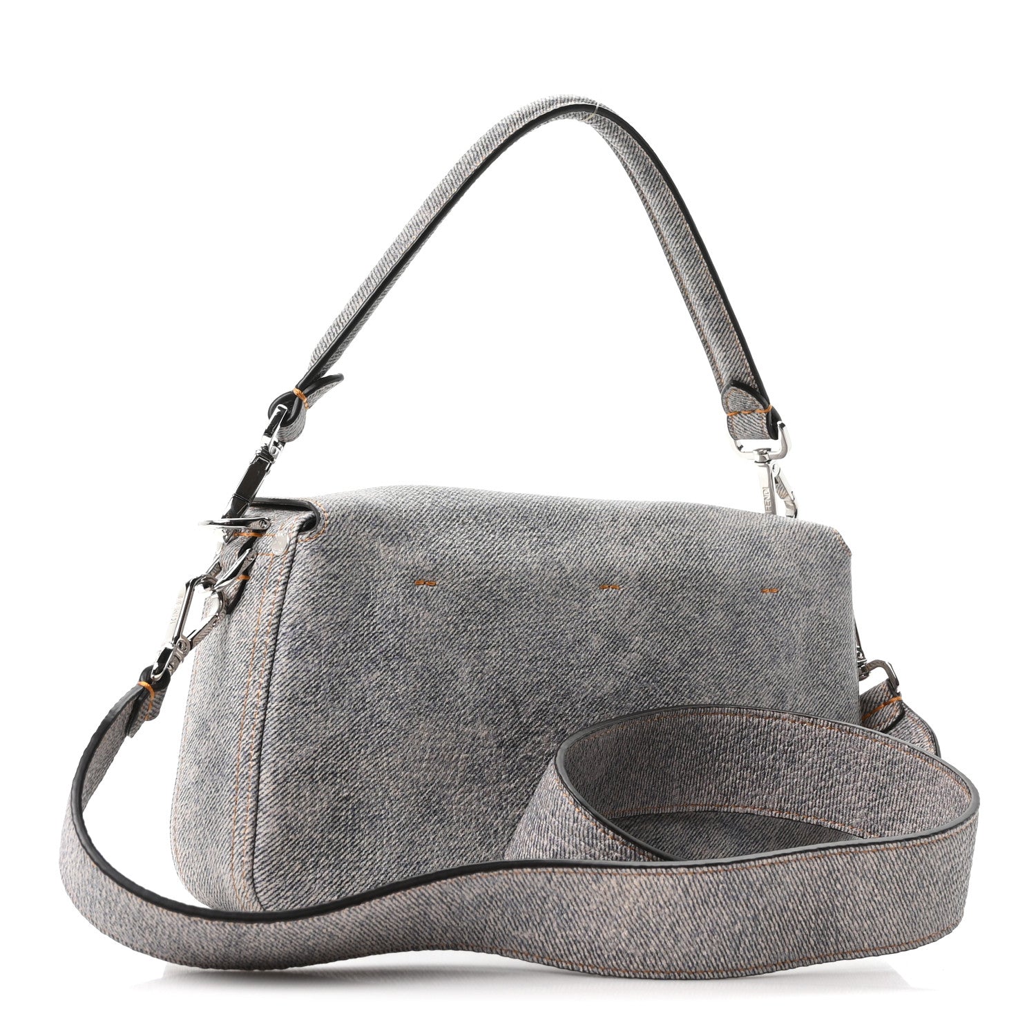 Fendi Cuoio Romano Denim Effect Baguette Grey 3 of 10