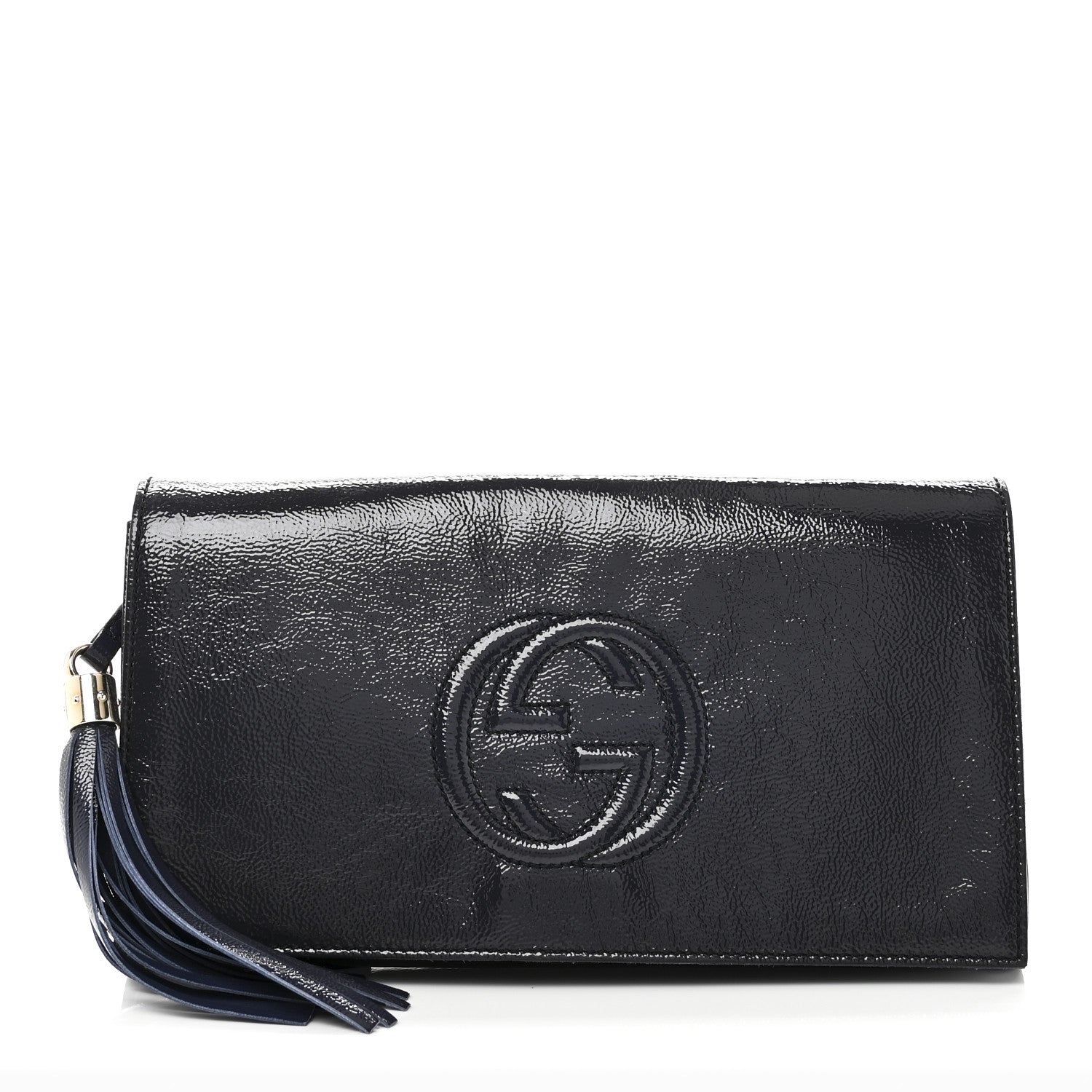 Gucci Soft Patent Medium Soho Clutch Uniform Blue 1 of 10