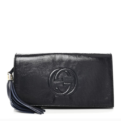 Gucci Soft Patent Medium Soho Clutch Uniform Blue 1 of 10