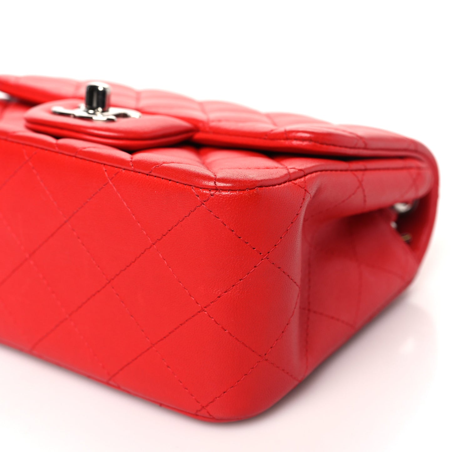 Lambskin Quilted Mini Square Flap Red