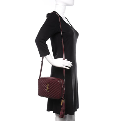 Saint Laurent Calfskin Matelasse Monogram Lou Camera Bag Dark Legion Red 2 of 9