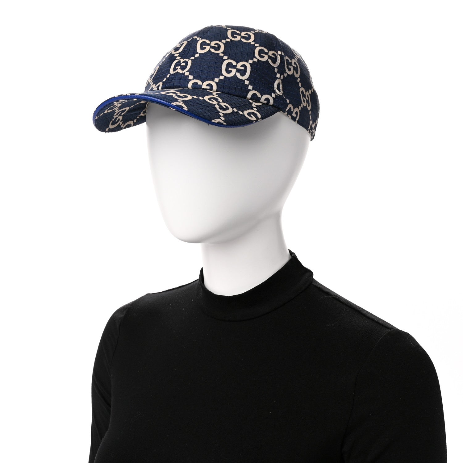 Gucci Monogram Ripstop Baseball Hat L Blue Beige 2 of 9