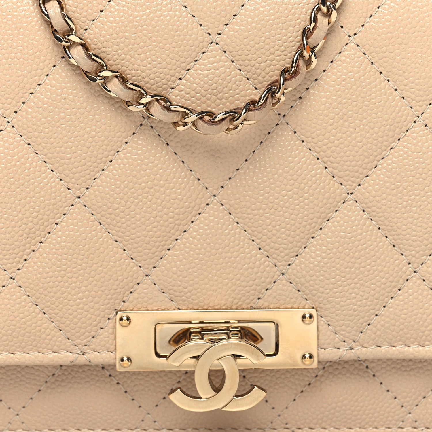 Chanel Caviar Quilted Golden Class Wallet On Chain WOC Light Beige 10 of 12