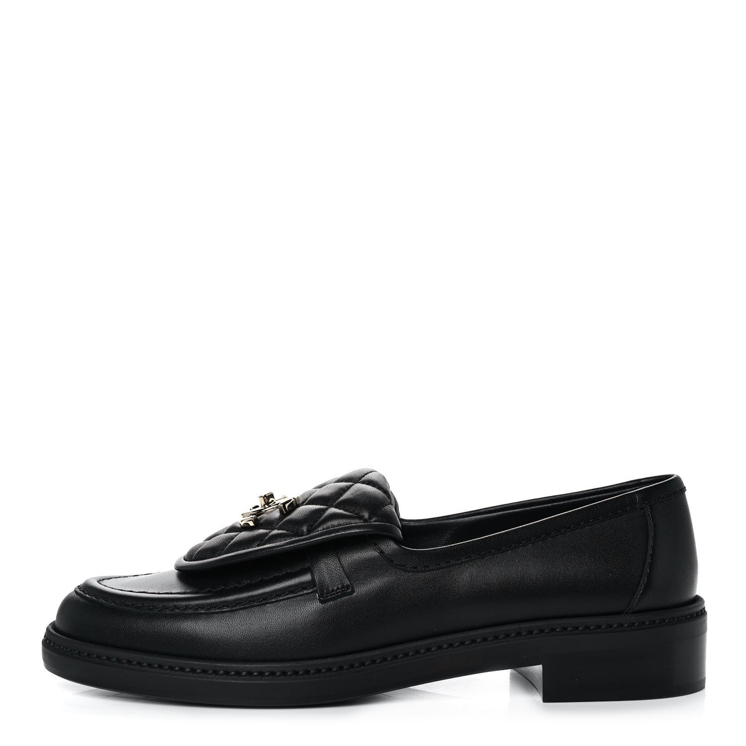 Chanel Lambskin Quilted CC Turnlock Loafers 38 Black 1 of 9