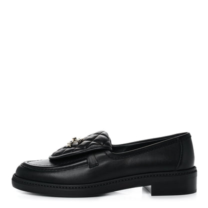 Chanel Lambskin Quilted CC Turnlock Loafers 38 Black 1 of 9
