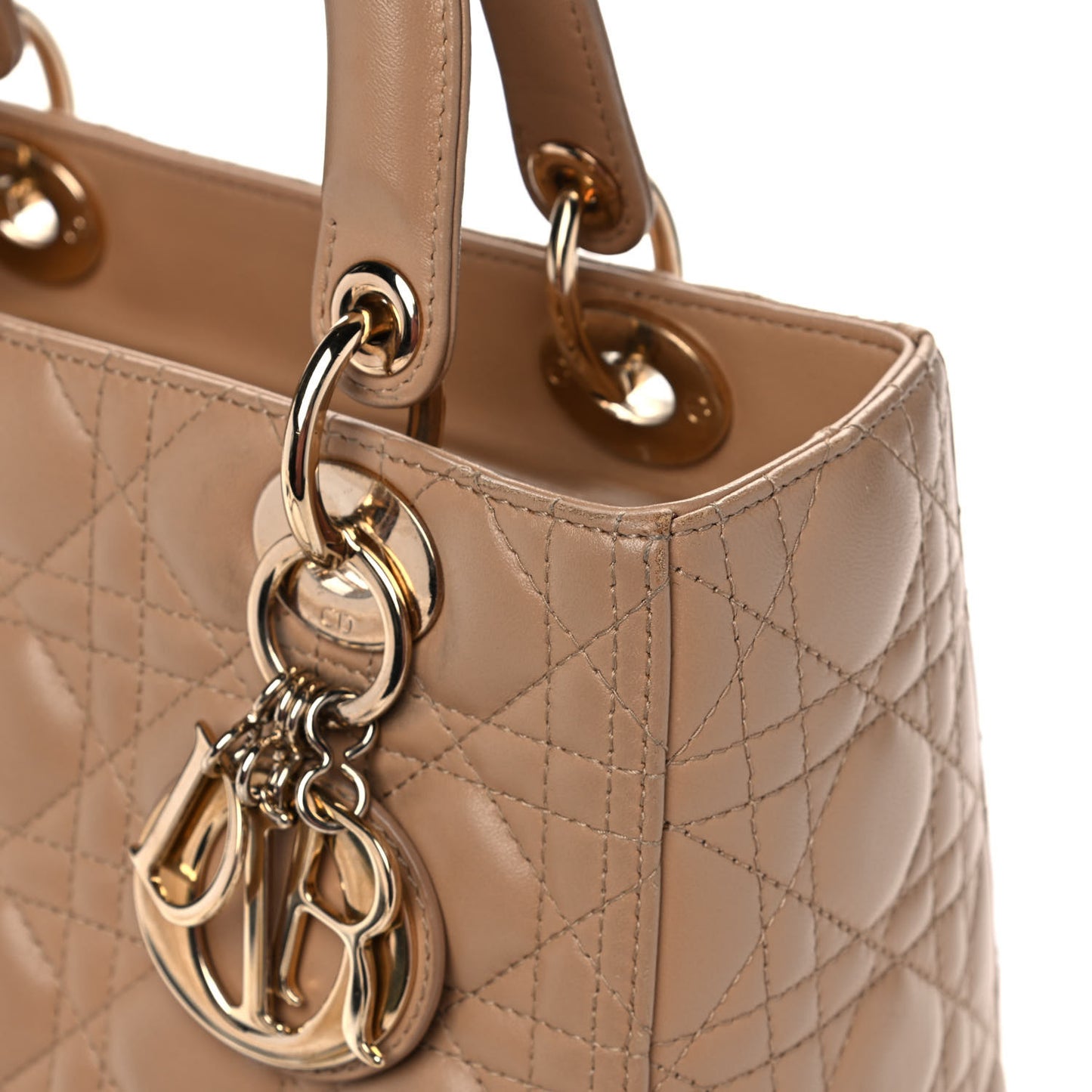 Lambskin Cannage Medium Lady Dior Beige