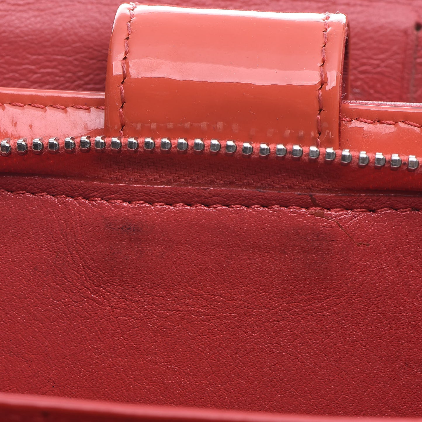 Patent Quilted Zip Pocket Wallet Coral