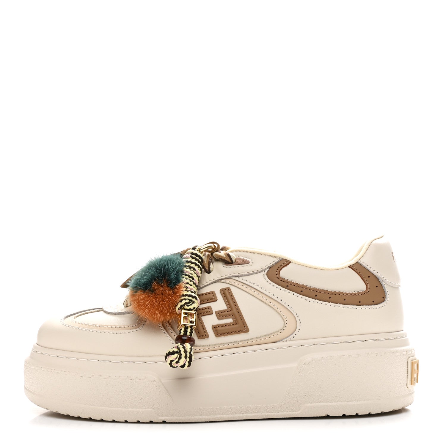Fendi Calfskin Mink Fur Fendi Match 55mm Platform Sneakers 36 White 1 of 9