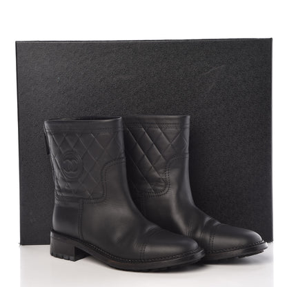 Chanel Oily Calfskin Quilted Short Boots 38.5 Black 9 of 9