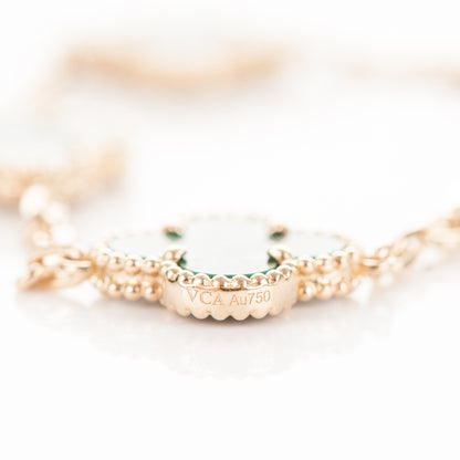 Van Cleef & Arpels 18K Yellow Gold Malachite 5 Motifs Vintage Alhambra Bracelet 5 of 6