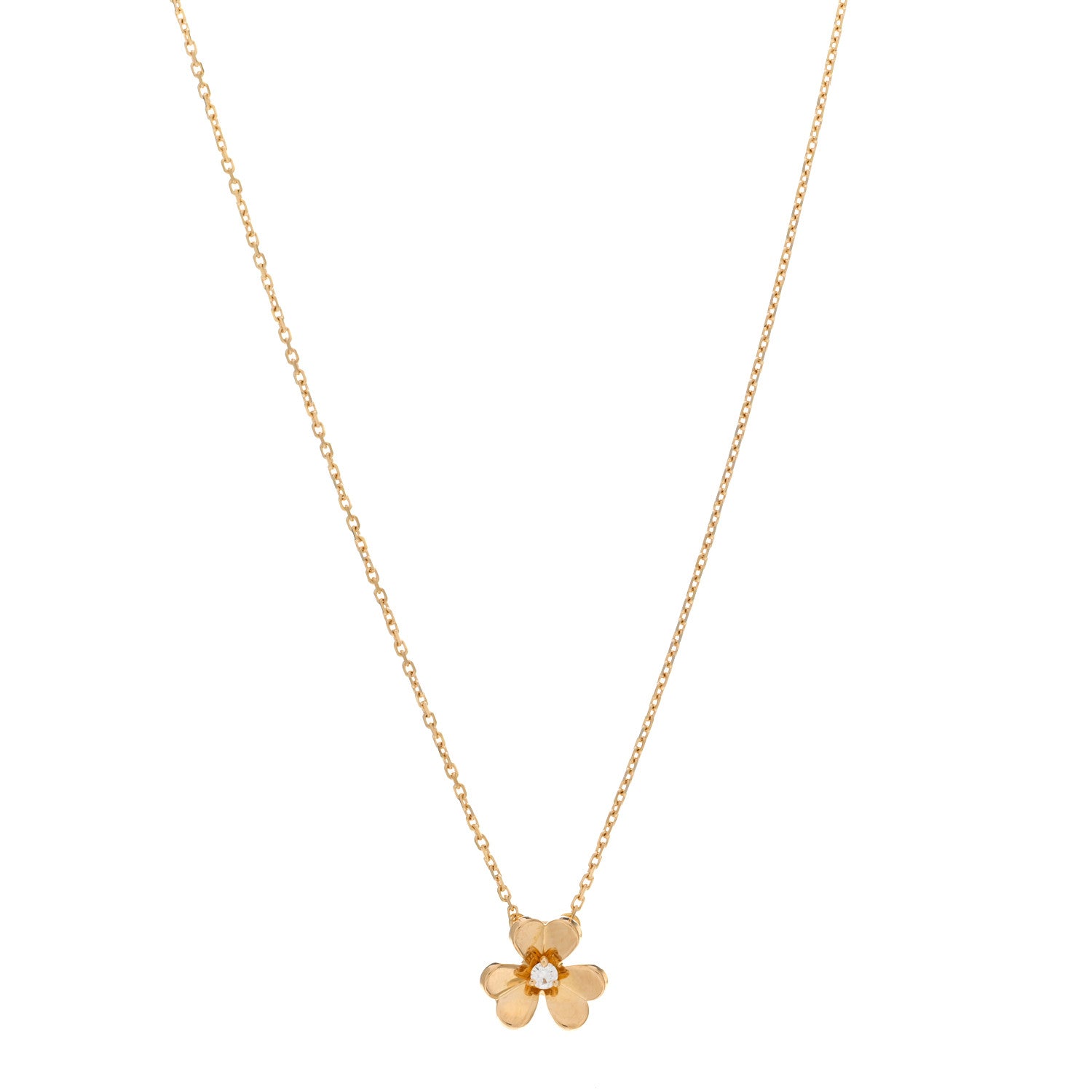 Van Cleef & Arpels 18K Yellow Gold Diamond Mini Frivole Pendant Necklace 1 of 4