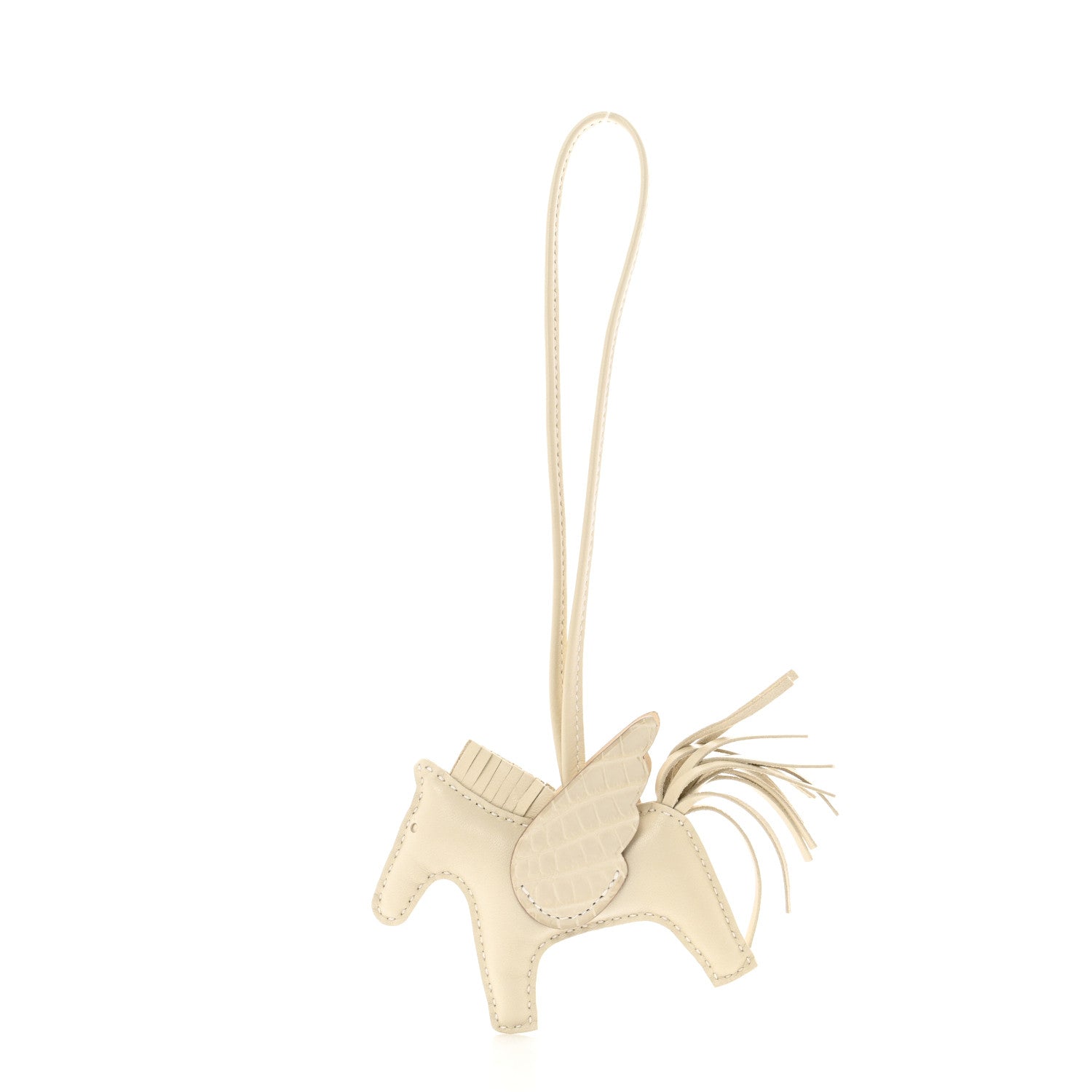 Hermes Milo Lambskin Matte Alligator Touch Grigri Rodeo Pegase Horse Bag Charm PM Craie Nata Beton 1 of 5