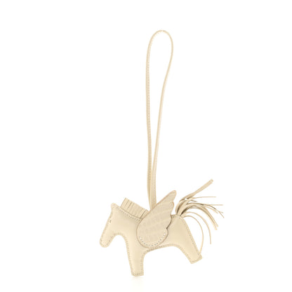 Hermes Milo Lambskin Matte Alligator Touch Grigri Rodeo Pegase Horse Bag Charm PM Craie Nata Beton 1 of 5