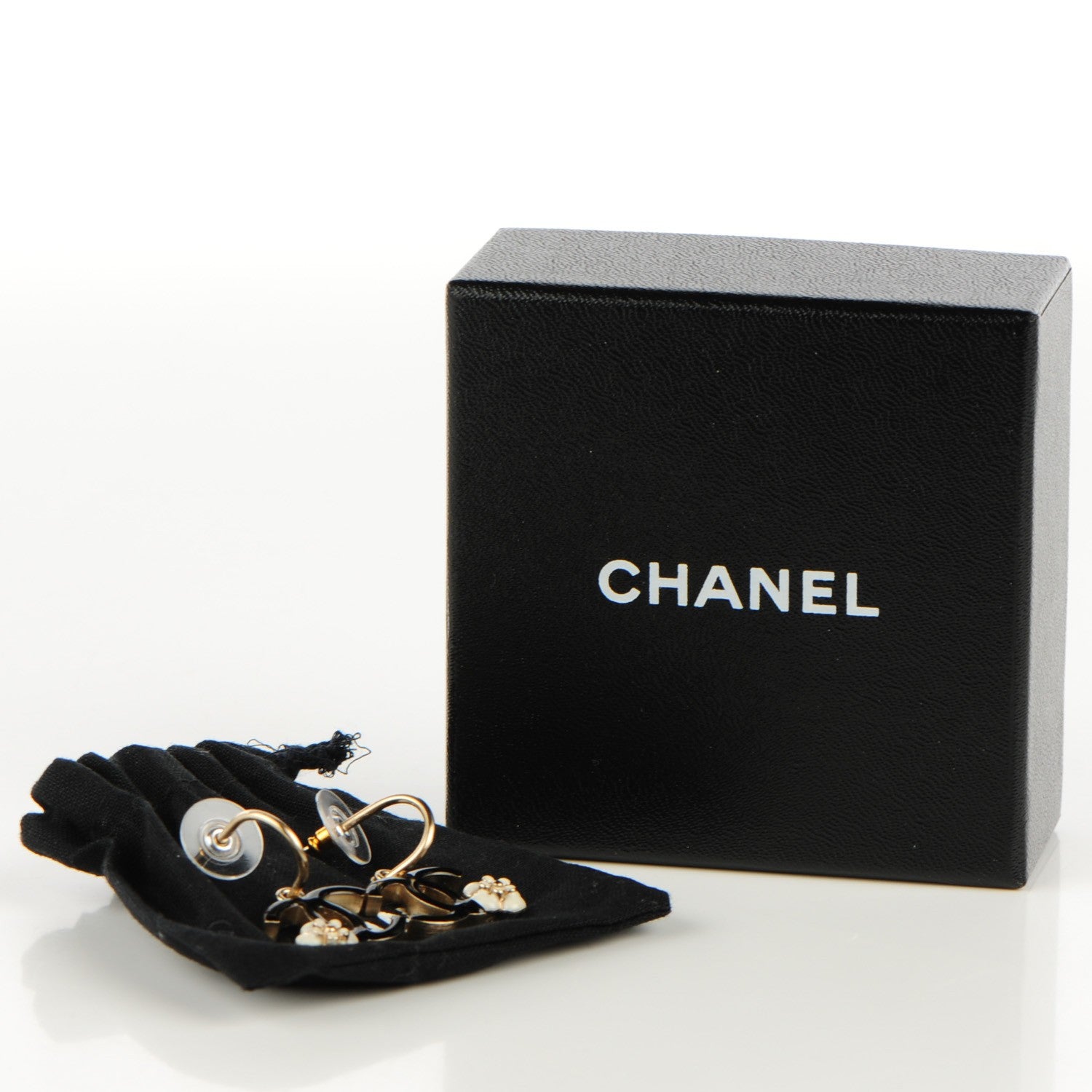 Chanel Enamel CC Camellia Earrings Gold 5 of 5