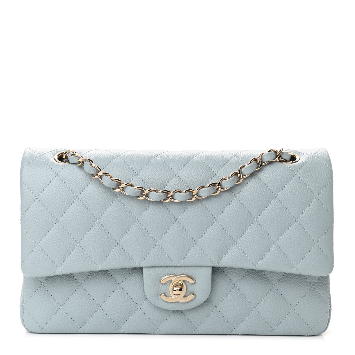 Chanel Caviar Quilted Medium Double Flap Light Blue 1 of 10