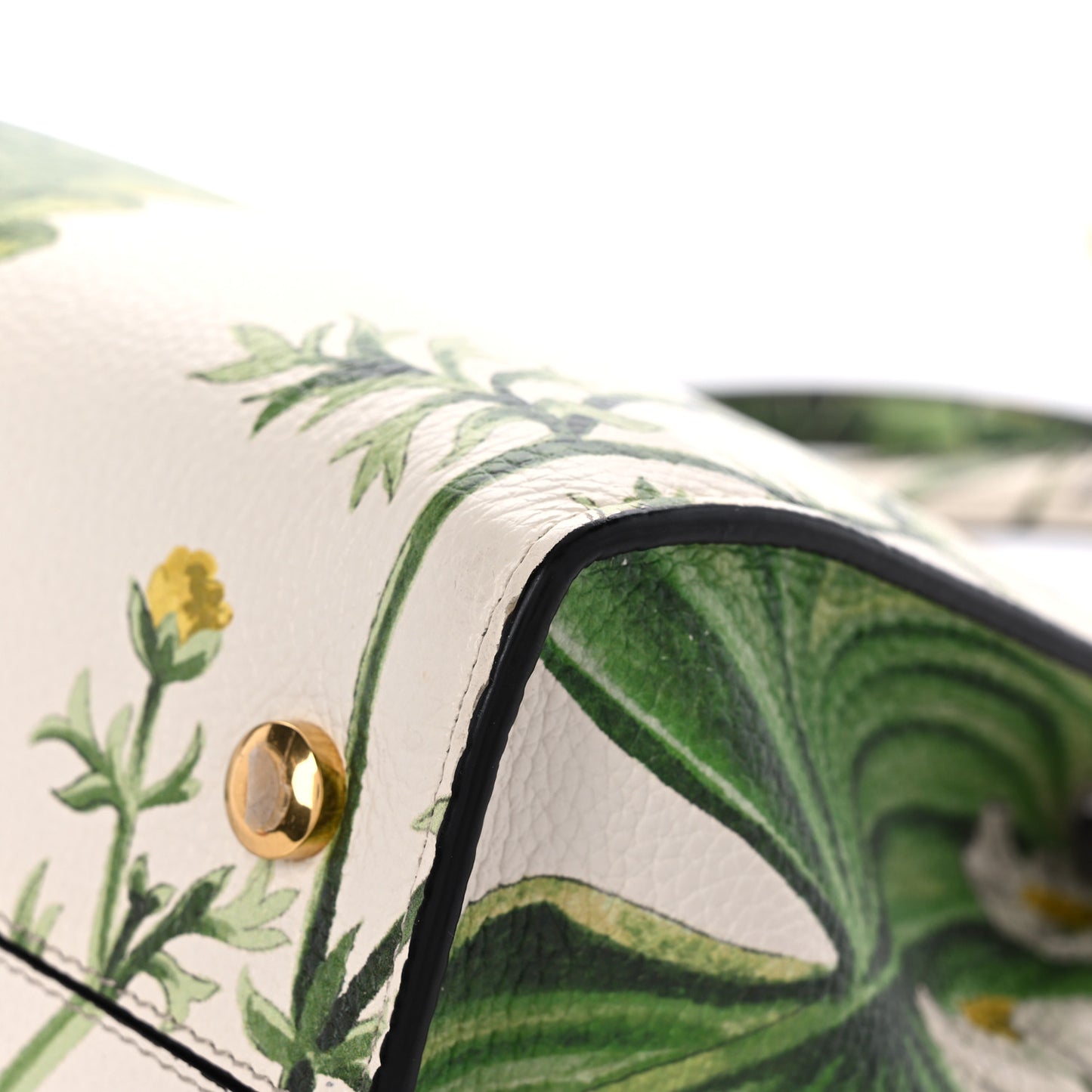 Calfskin Floral Print Trifolio Top Handle Bag Multicolor