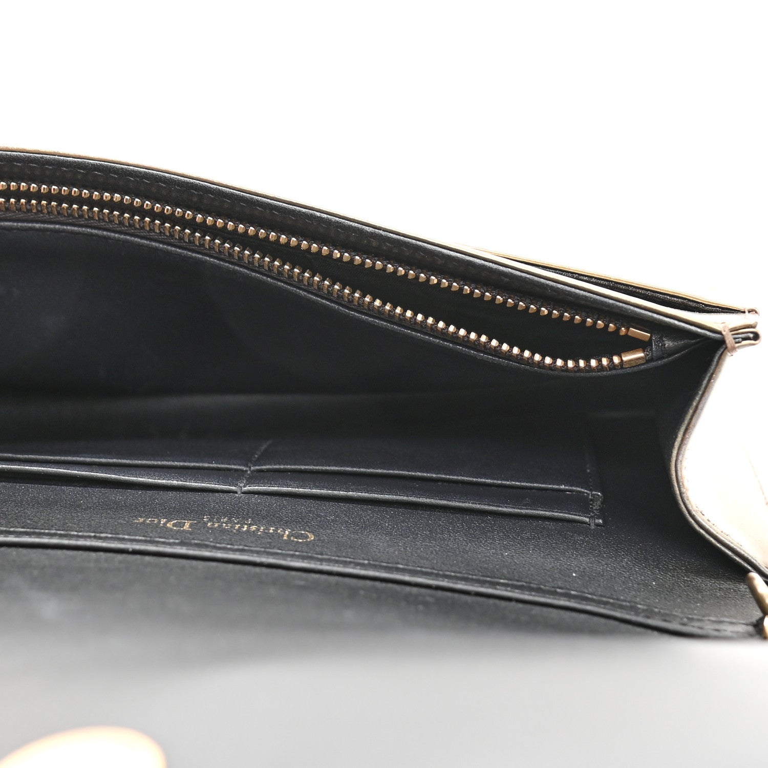 Christian Dior Metallic Patent Micro-Cannage Diorama Wallet on Chain Pouch Gold 5 of 9