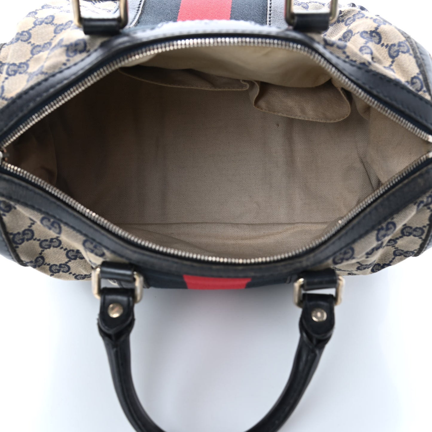Monogram Selleria Calfskin Vintage Web Medium Boston Beige Blue