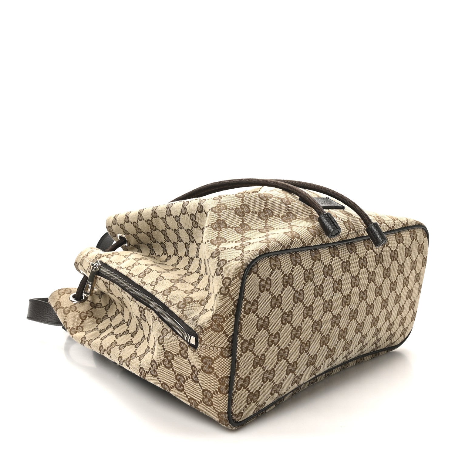 Gucci Monogram Dollar Calfskin O Drawstring Backpack Beige Ebony Testa di Moro Dark Chocolate 4 of 10