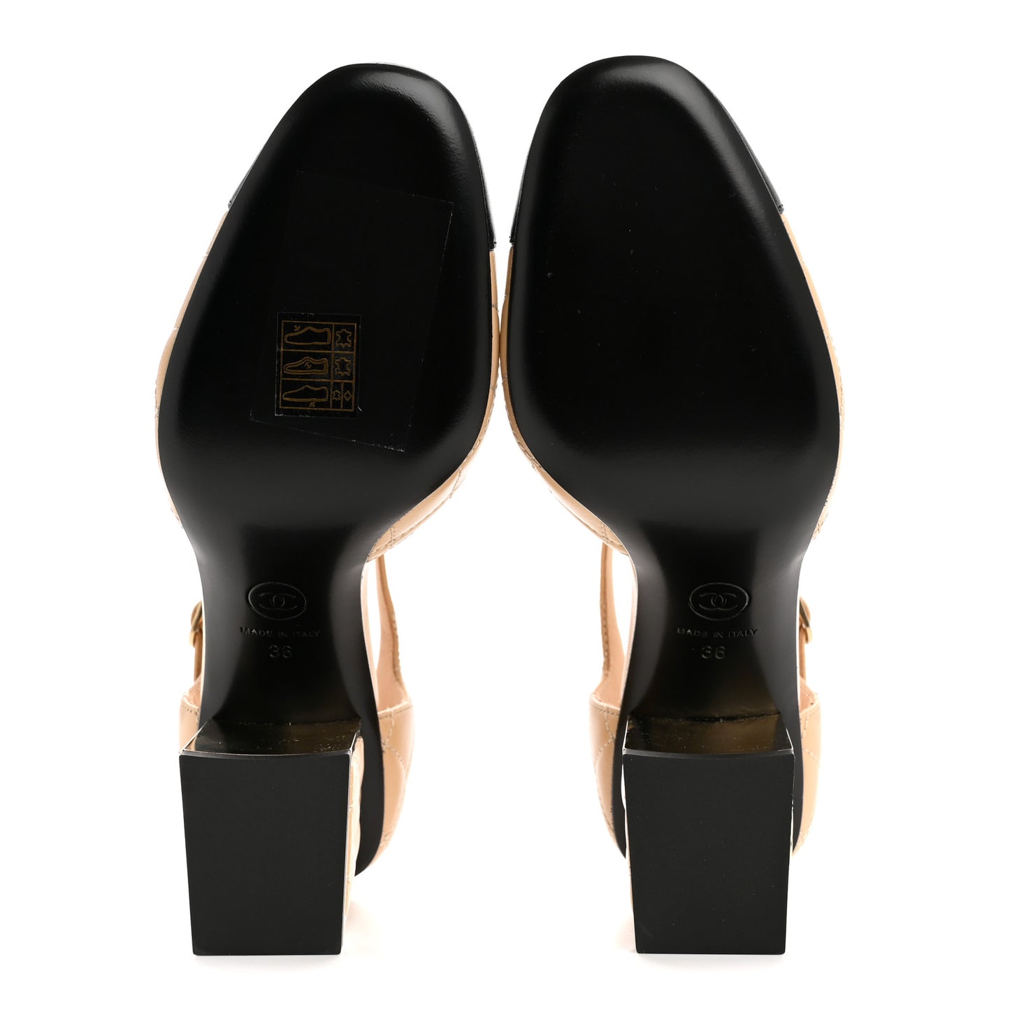 Lambskin Quilted Cap Toe Mary Jane Pumps 36 Beige Black