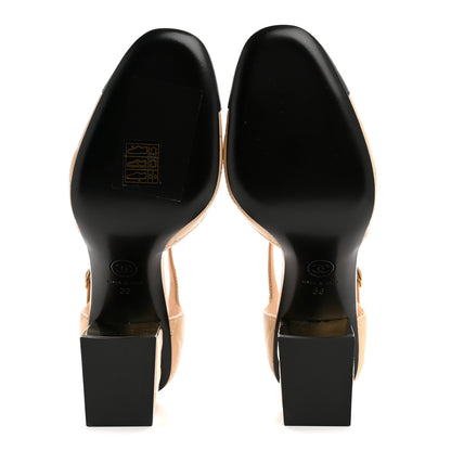 Chanel Lambskin Quilted Cap Toe Mary Jane Pumps 36 Beige Black 6 of 14