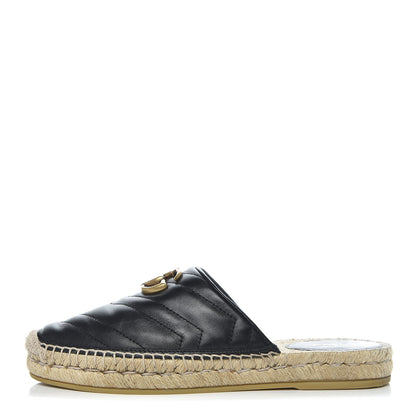 Gucci Nappa Matelasse GG Marmont Espadrille Slippers 36 Black 1 of 16