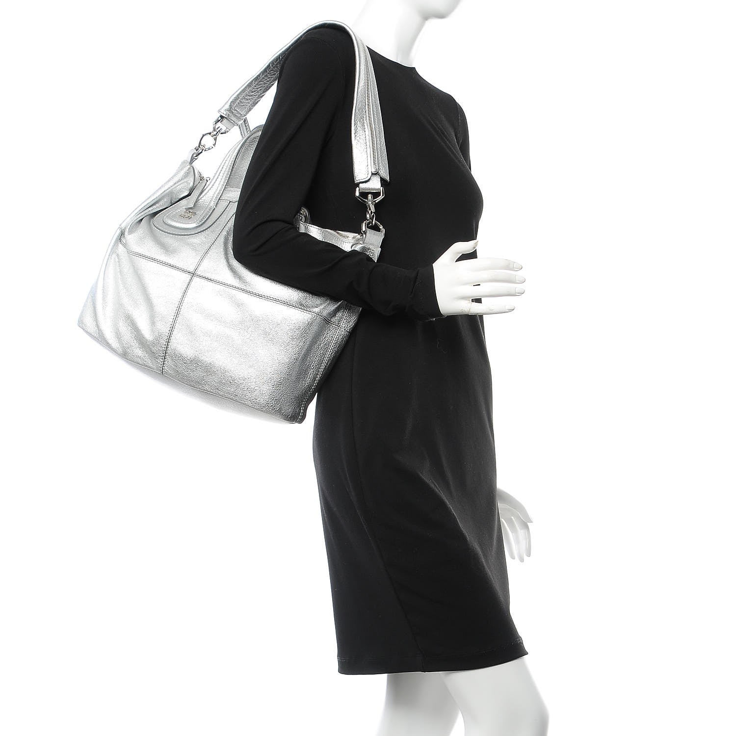 Givenchy Metallic Calfskin Medium Nightingale Silver 2 of 8