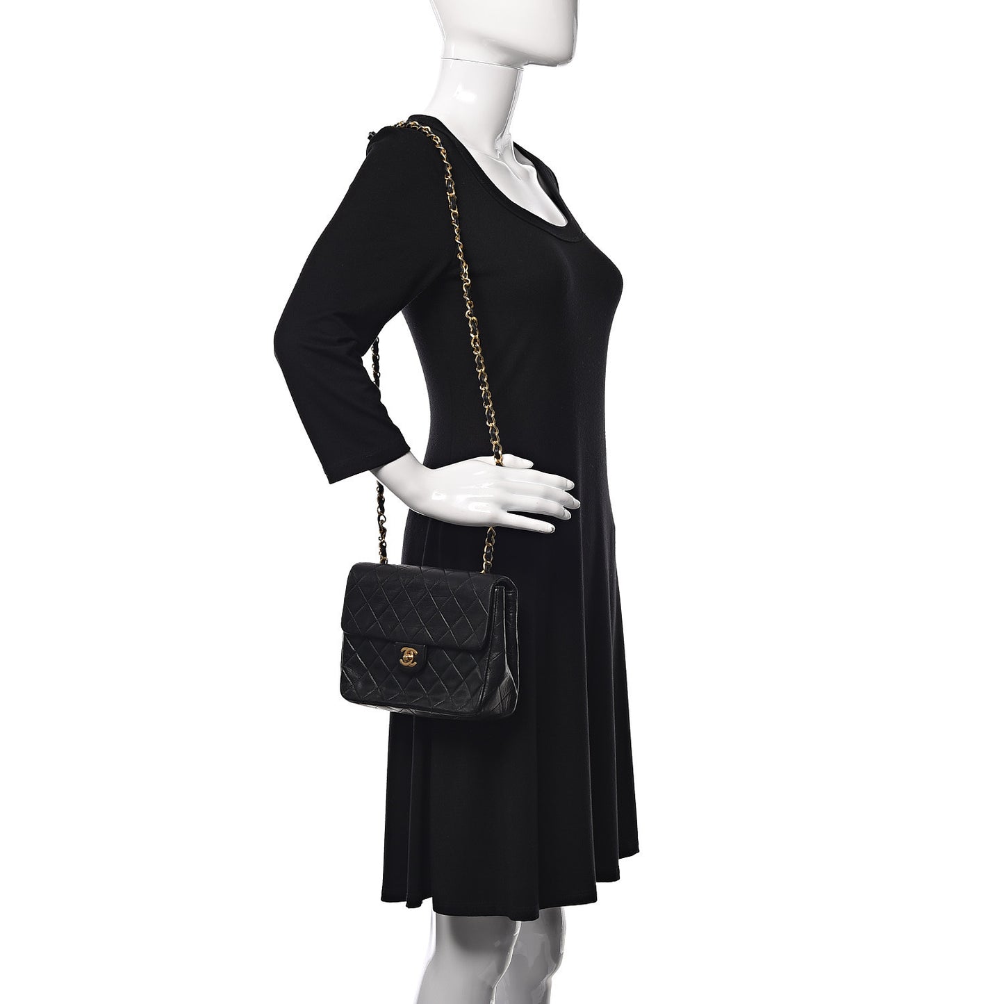 Lambskin Quilted Mini Square Flap Bag Black