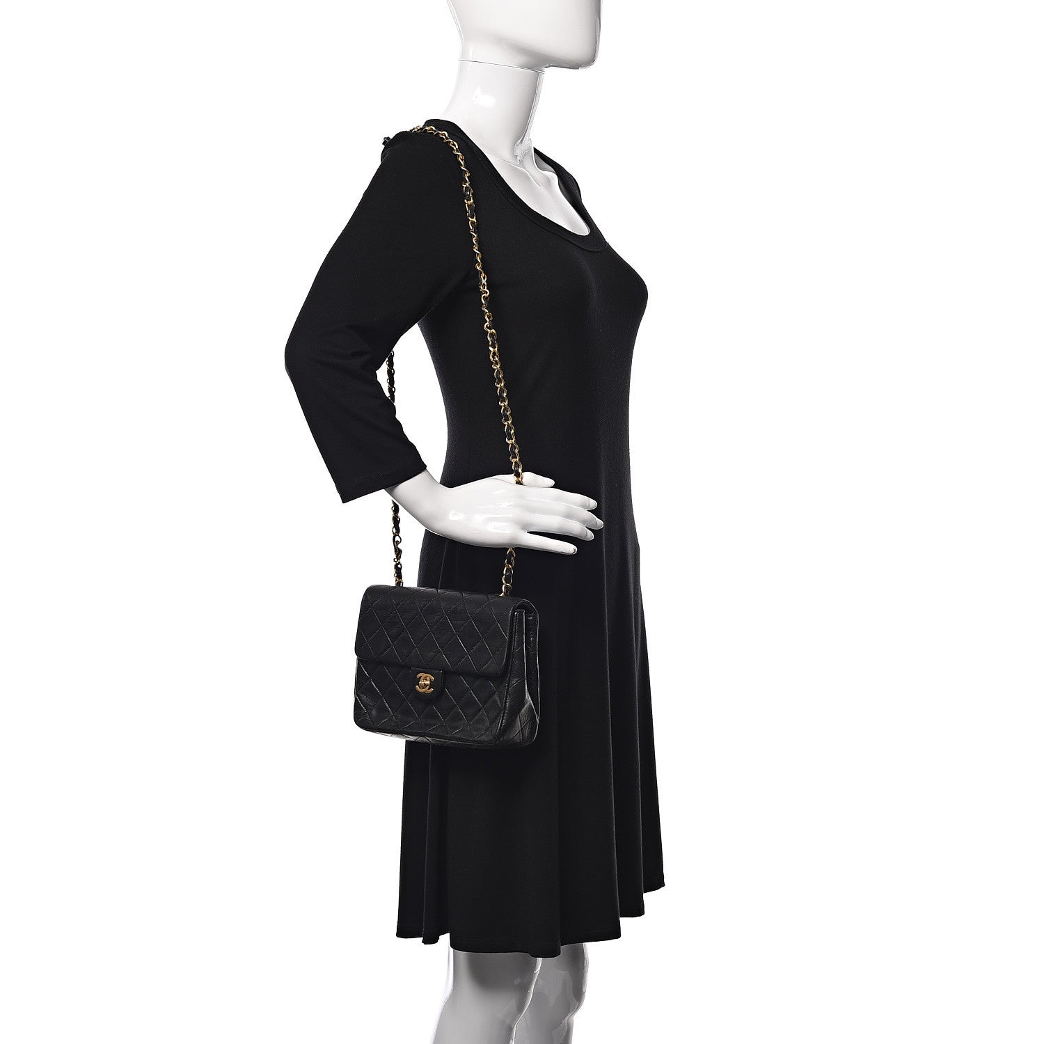 Chanel Lambskin Quilted Mini Square Flap Bag Black 2 of 14
