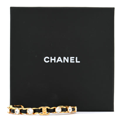 Chanel Lambskin Crystal CC Cuff Bracelet Black Gold 5 of 5