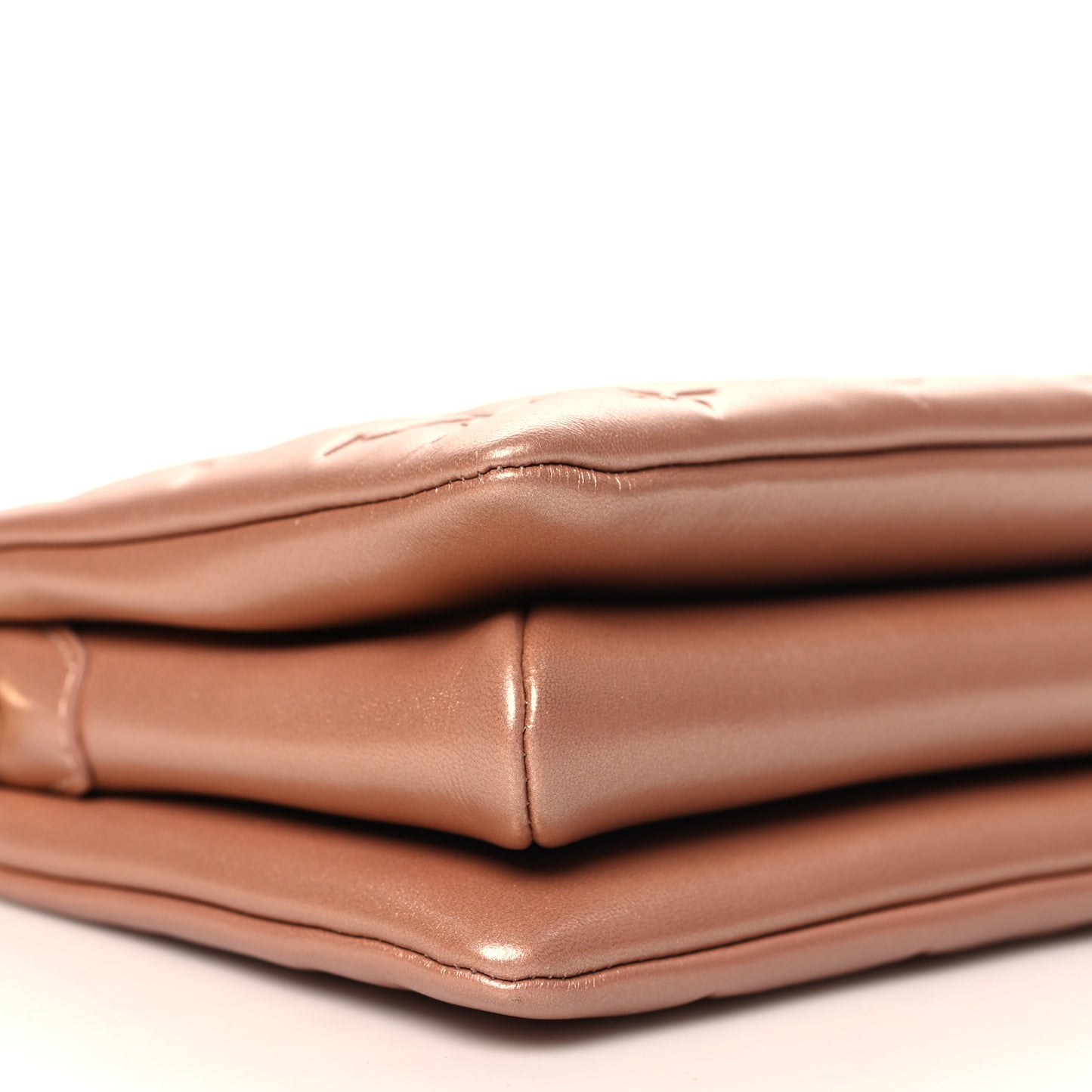 Metallic Lambskin Embossed Monogram Coussin BB Pink Gold