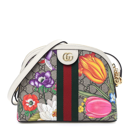 Gucci GG Supreme Monogram Flora Web GG Small Ophidia Dome Shoulder Bag White 1 of 10