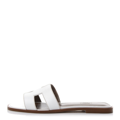 Hermes Box Calfskin Oran Sandals 39.5 White 1 of 11