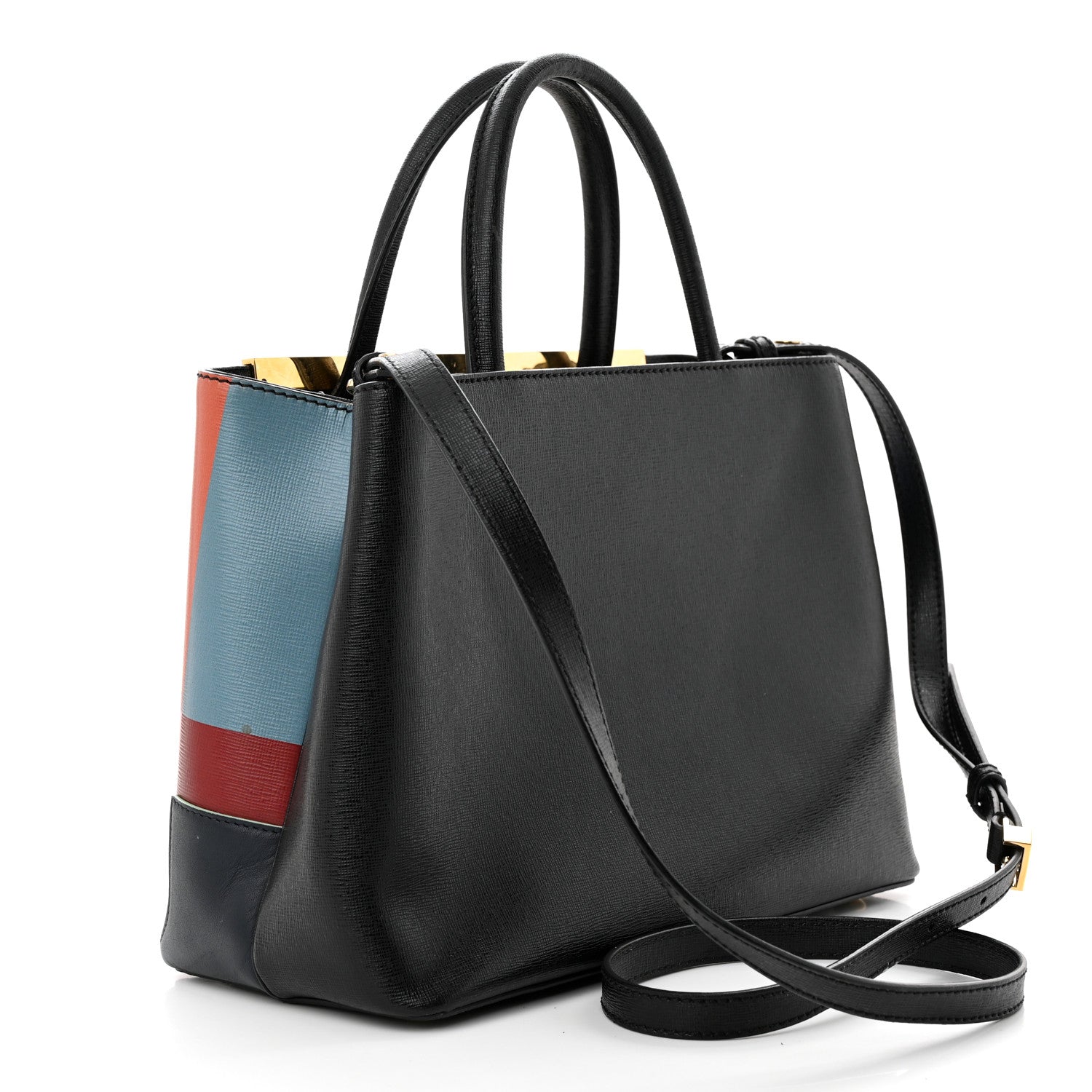 Fendi Vitello Elite Geometric Logo Petite 2Jours Tote Multicolor 3 of 17