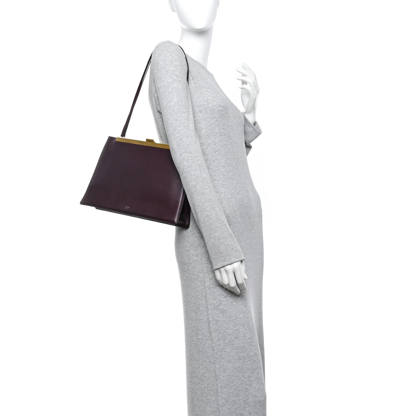 Patina Box Calfskin Medium Clasp Bag Bordeaux