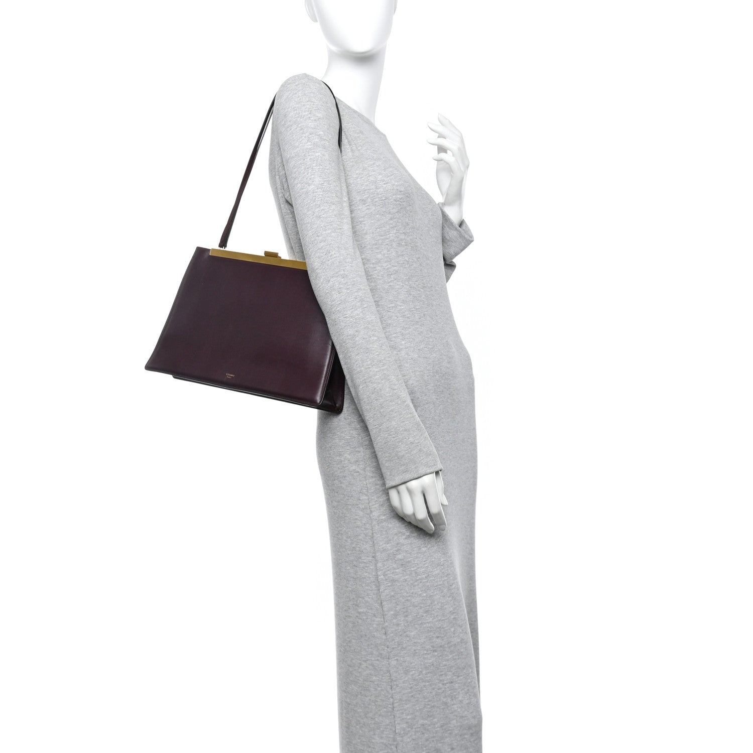 Celine Patina Box Calfskin Medium Clasp Bag Bordeaux 2 of 10