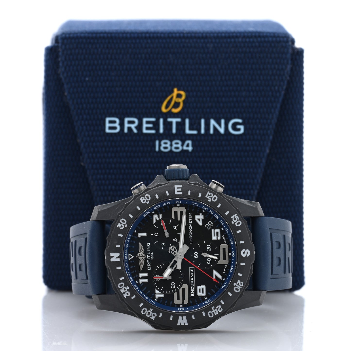 Breitlight Rubber 44mm Endurance Pro Chronograph Quartz Watch Black X82310