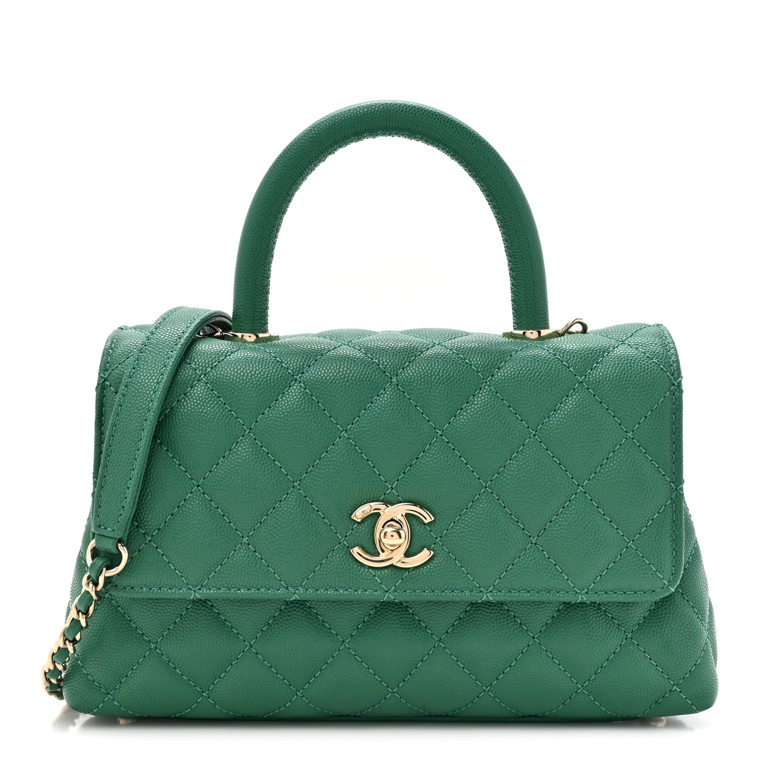 Chanel Caviar Quilted Mini Coco Handle Flap Green 1 of 14